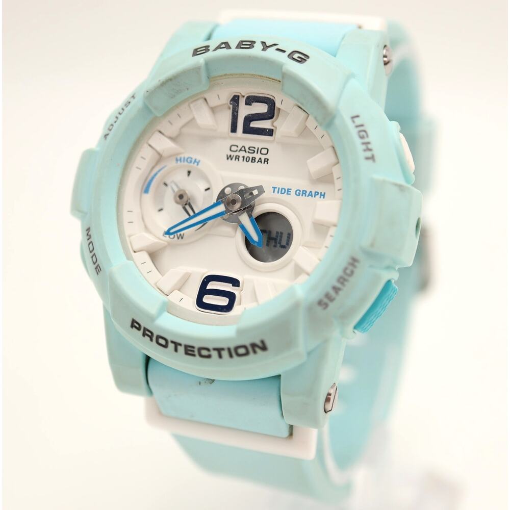Casio Baby G Blue White Tide Graph 44mm Unisex Watch Ana Digi BGA180 New Battery
